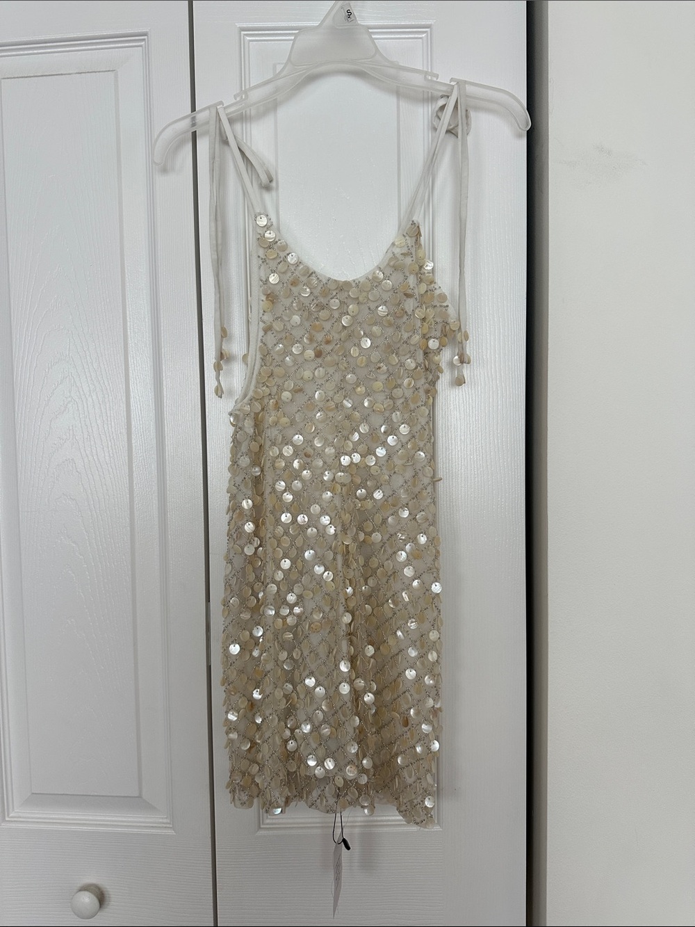 MINI CREAM COLORED SHELL SEQUIN DRESS SIZE SMALL NWT